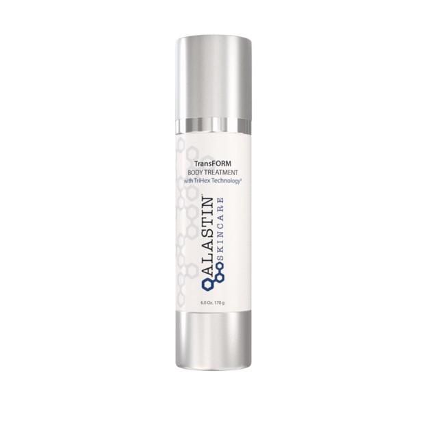 Alastin TransFORM body treatment skincare product bottle.