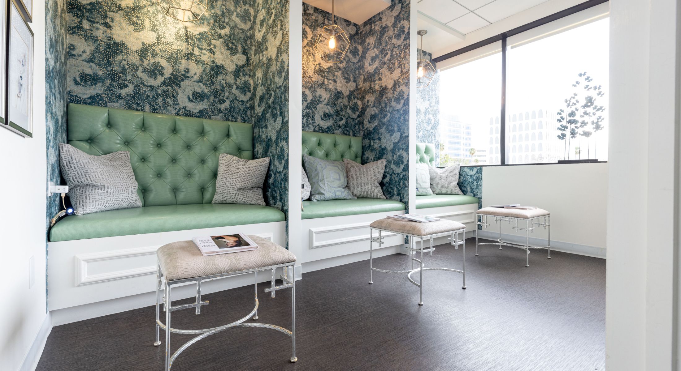 Comfortable seating area with stylish decor elements.